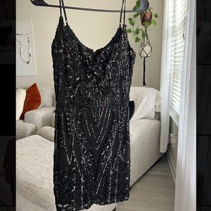 Black sequin formal bodycon dress
